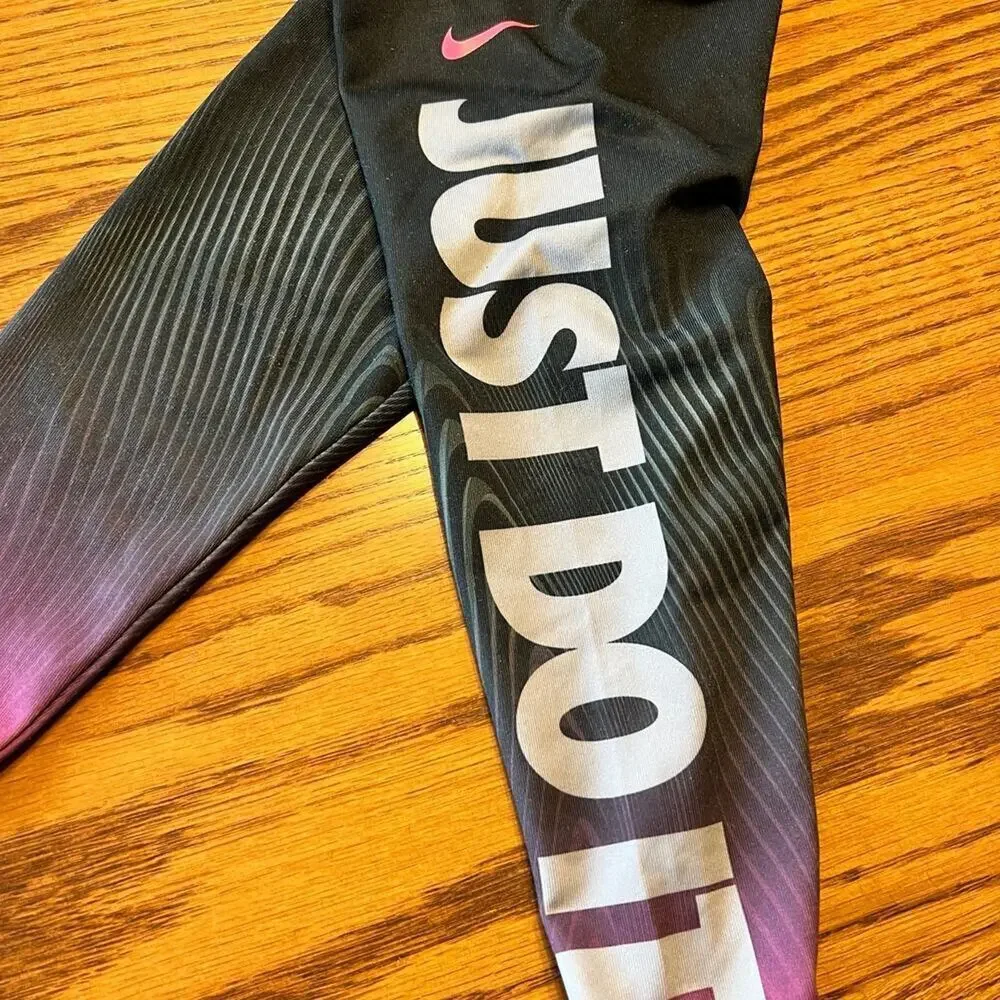 Nike Pink & Black Leggings, Just DO IT  Girls size 2T.